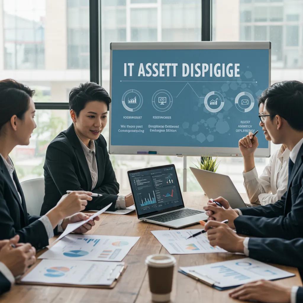 Business professionals discussing ITAD provider selection in a meeting