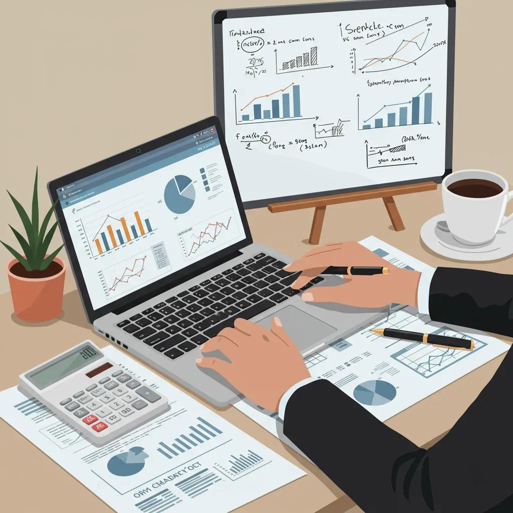 Financial analyst developing accurate financial projections with tools