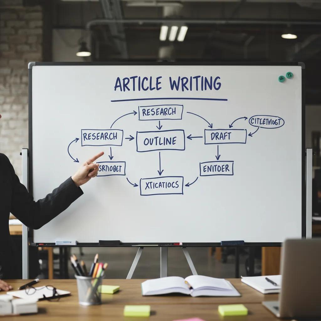 Flowchart of the article writing process with key steps, emphasizing structured writing