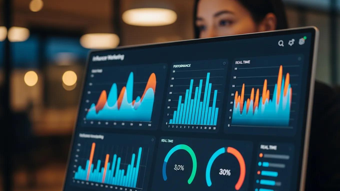 Digital dashboard showing real-time data analytics for a marketing campaign