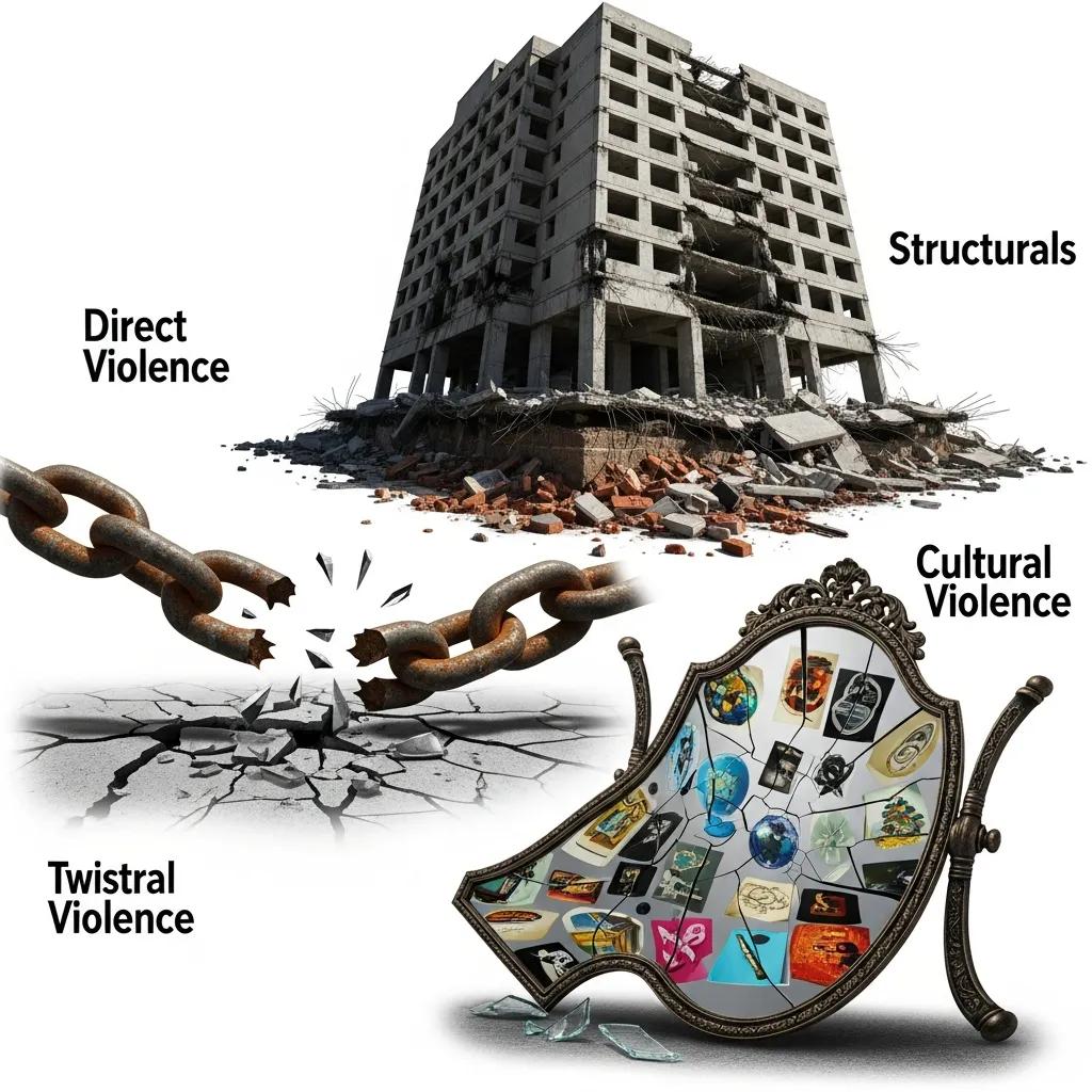 Illustration depicting direct, structural, and cultural violence concepts