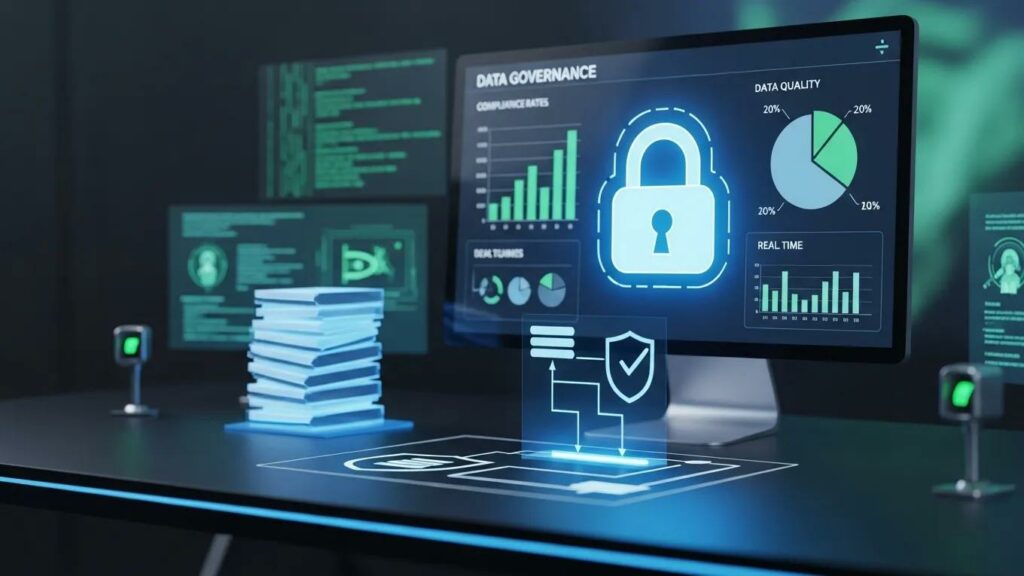 Secure data management environment emphasizing governance and reliability features in Sobersdata