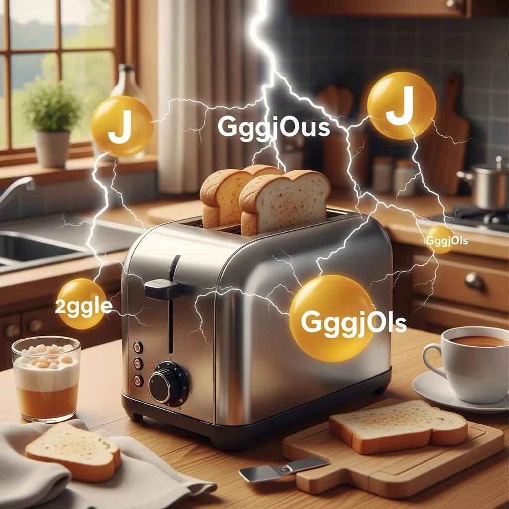Toaster with slices of bread in a cozy kitchen, symbolizing the energy comparison between lightning and household appliances